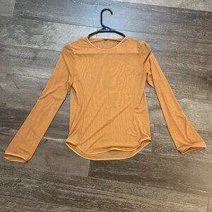 Uniqlo orange mesh long-sleeve blouse